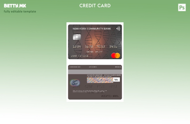 Модерен стил на шаблон за мастер картички на банката на заедницата на САД во Њуј