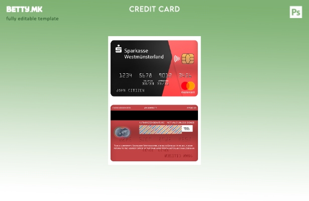 Модерен стил на шаблон за мастеркарти за банкарска банка во Германија Sparkasse