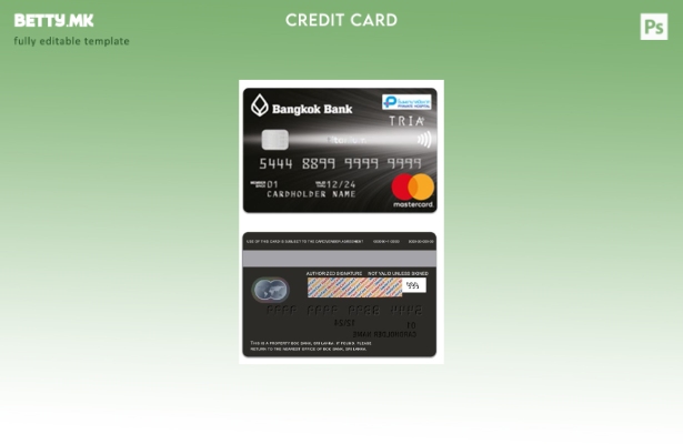 Модерен стил на шаблон за титаниумска мастер карта на Банката Тајланд Бангкок
