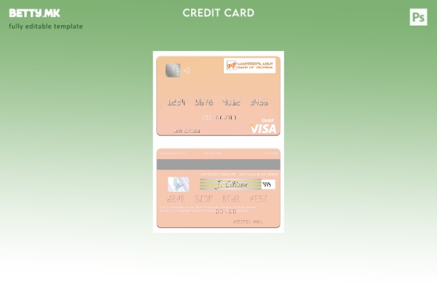 Модерен стил шаблон за виза за дебитна картичка Грузија Банка на Грузија