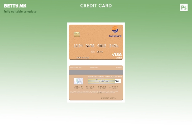 Модерен стил шаблон за виза за дебитна картичка на Ethiopia Awash International