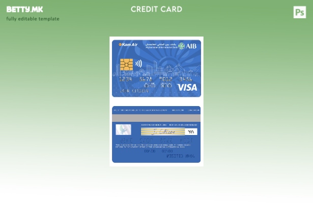 Модерен стил шаблон за виза картичка за меѓународна банка во Авганистан