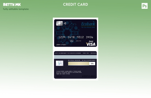 Модерен стил шаблон за виза картичка на Бенин Екобанк