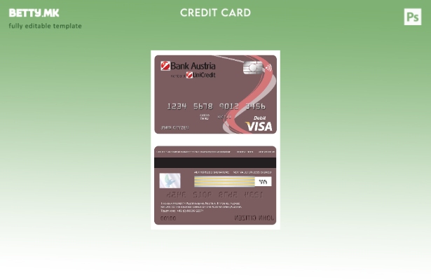 Модерен стил шаблон за виза картичка Austria Bank Austria
