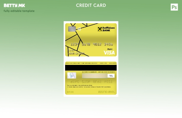 Модерен стил шаблон за дебитна картичка за виза банка на Хрватска Рајфајзен