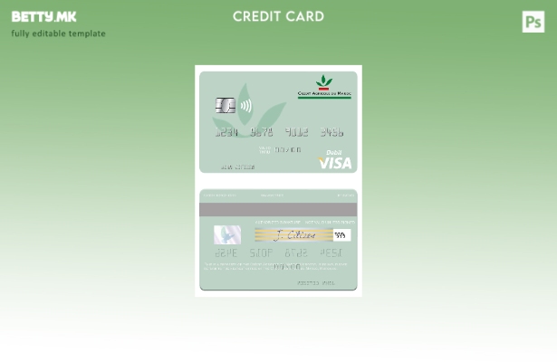 Модерен стил шаблон за дебитна картичка за виза во Мароко Crédit Agricole du Mar