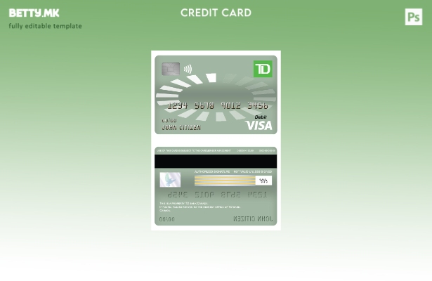 Модерен стил шаблон за дебитна картичка за виза на Канада TD