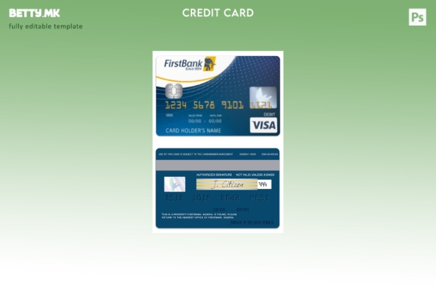Модерен стил шаблон за дебитна картичка за виза на Нигерија FirstBank