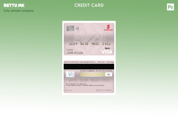 Модерен стил шаблон за дебитна картичка за виза на Чиле Шкотска банка