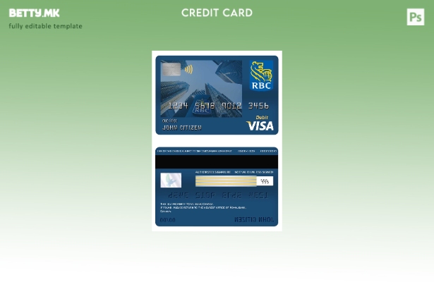 Модерен стил шаблон за дебитна картичка за виза на банка на Канада на Кралската
