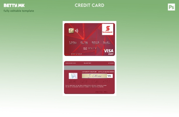 Модерен стил шаблон за дебитна картичка за виза на банката Гвајана на Нова Шкотс