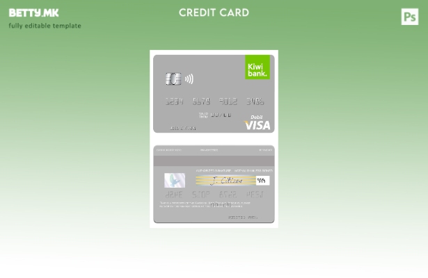 Модерен стил шаблон за дебитна картичка за виза Kiwibank Нов Зеланд