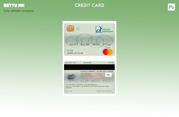 Модерен стил шаблон за дебитна картичка мастеркард на Камерун Атлантик банка