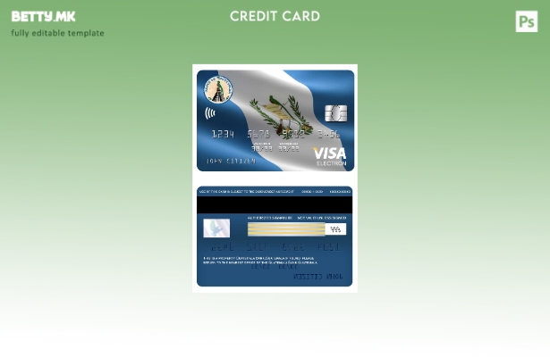 Модерен стил шаблон за електронска картичка за виза на Гватемала Банко де Гватем