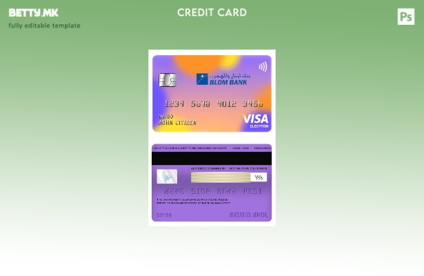 Модерен стил шаблон за електронска картичка за виза на банката Египет Блом