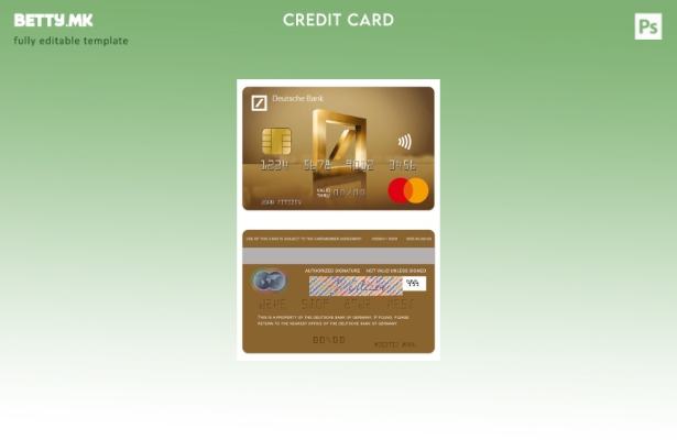 Модерен стил шаблон за златна мастер карта Германија Дојче банка
