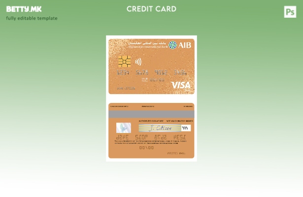 Модерен стил шаблон за златна припејд картичка за виза за меѓународна банка Авга