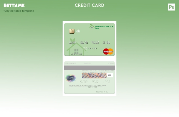 Модерен стил шаблон за мастер картички за финансиска банка на Того
