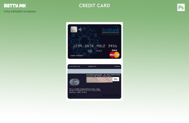 Модерен стил шаблон за мастер картички на Бенин Екобанк