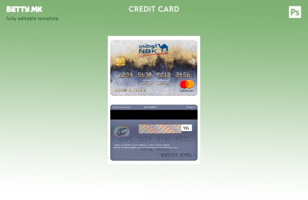Модерен стил шаблон за мастер картички на Народната банка на Кувајт