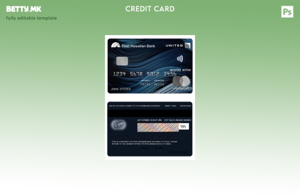 Модерен стил шаблон за мастер картички на Хаваи Јунајтед Кредит