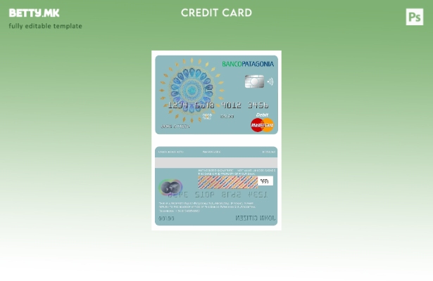 Модерен стил Argentina Banco Patagonia S.A. Шаблон за банкарска мастеркард дебит
