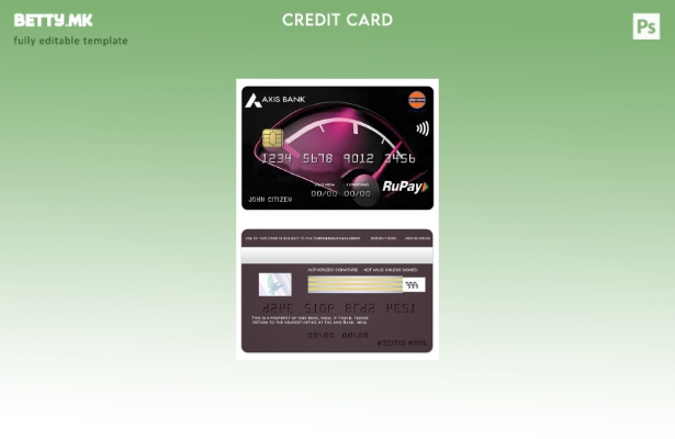 Модерен стил India Axis Bank IOCL RuPay шаблон за кредитна картичка