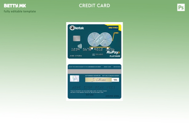 Модерен стил India Kotak Bank Metro Cash & Carry RuPay шаблон платина картичка