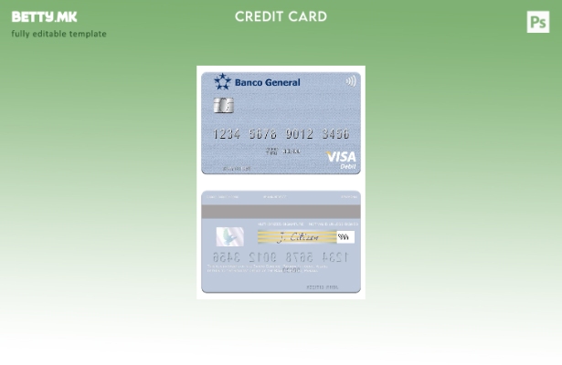 Модерен стил Panama Banco Општа виза дебитна картичка шаблон