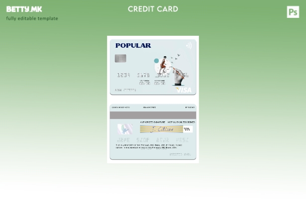 Модерен стил USA Popular, Inc. Шаблон за виза картичка за банка