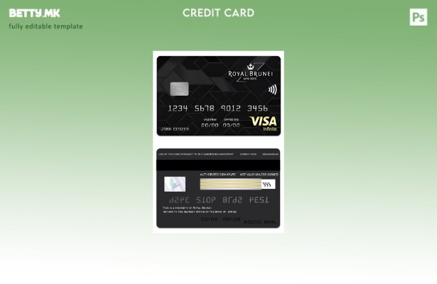 Модерен стил, шаблон за бесконечна кредитна картичка на Brunei Baiduri Bank Roya