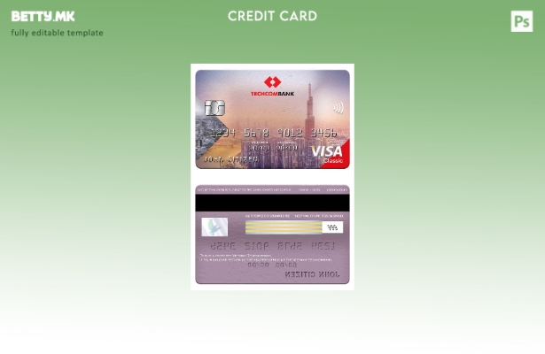 Модерен стил, шаблон за класична картичка за виза на Виетнам Techcombank