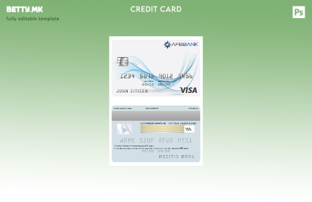 Шаблон за банкарска виза картичка Азербејџан AFB во модерен стил