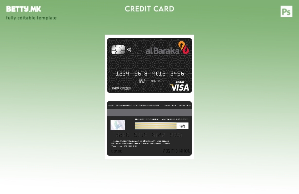 Шаблон за банкарска виза картичка во модерен стил на Бахреин Ал Барака