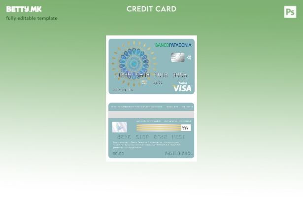 Шаблон за банкарска виза картичка во модерен стил Argentina Banco Patagonia S.A