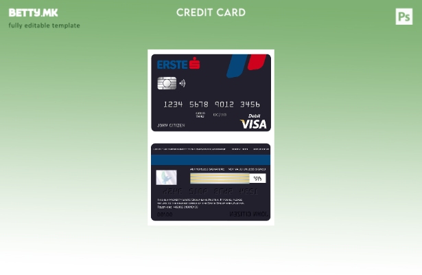 Шаблон за банкарска виза картичка на Австрија Erste Group во модерен стил
