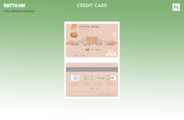 Шаблон за виза дебитна картичка Северна Македонија Капитал Банка АД Скопје во мо