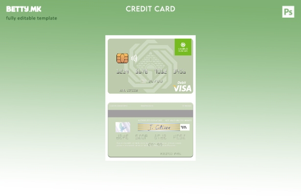 Шаблон за виза за дебитна картичка во модерен стил Палестина Ал Кудс банка