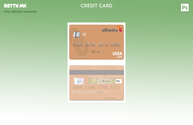 Шаблон за виза за дебитна картичка во модерен стил Сирија Ал Барака банка