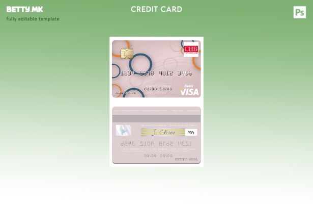 Шаблон за виза за дебитна картичка во модерен стил Тајван Чанг Хва банка