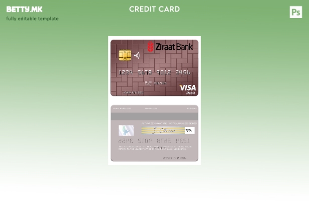 Шаблон за виза за дебитна картичка во модерен стил Узбекистан Зираат банка