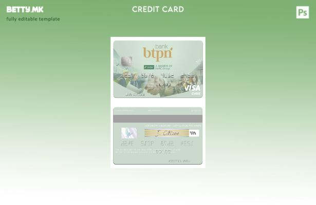 Шаблон за виза за дебитна картичка во модерен стил на Индонезиската банка BTPN