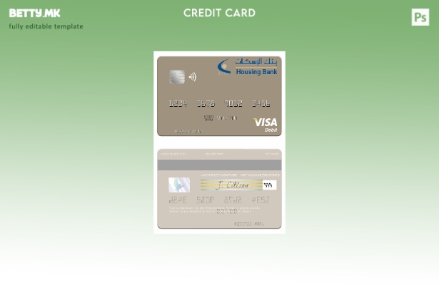 Шаблон за виза за дебитна картичка во модерен стил на банката за домување во Јем