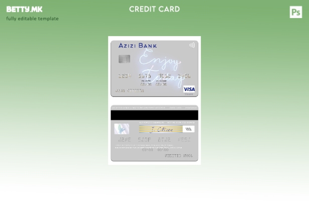 Шаблон за виза картичка во модерен стил Авганистан Азизи банка
