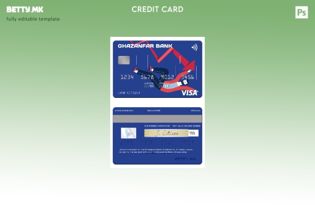 Шаблон за виза картичка во модерен стил Авганистан Газанфар банка