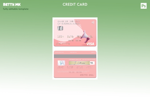 Шаблон за виза картичка во модерен стил Аргентинска банка на градот Буенос Аирес