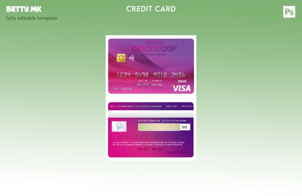 Шаблон за виза картичка во модерен стил Аргентинската банка Credicoop