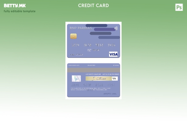 Шаблон за виза картичка во модерен стил на САД BNP Paribas Bank