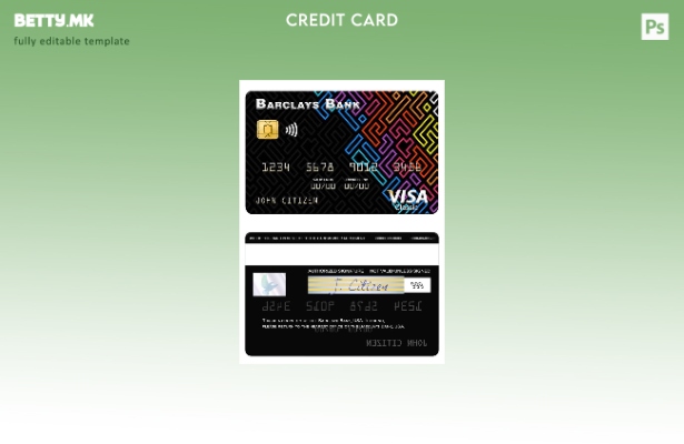 Шаблон за виза картичка во модерен стил на САД Barclays Bank