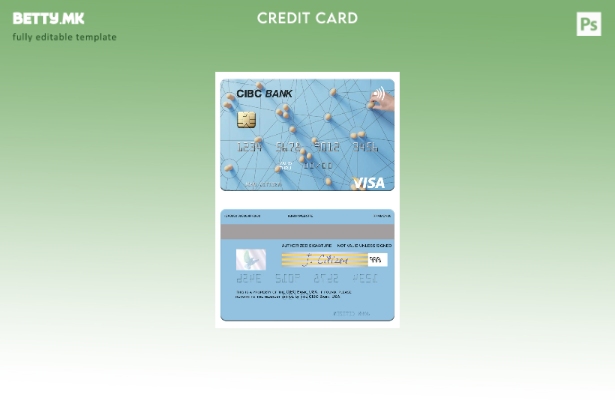 Шаблон за виза картичка во модерен стил на САД CIBC Bank